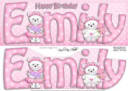 Large Dl Birthday Emily Teddies 3D Decoupage