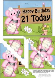 5x7 Lola Elephant Birthday 21 Todayscallop Corner