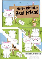 5x7 Little Cat Birthday Friend Scallop Corner