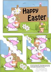 5x7 Little Bunny Easter Scallop Corner