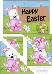 5x7 Westie Dog Easter Scallop Corner