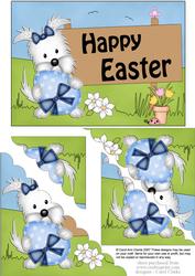 5x7 Westie Dog Easter Scallop Corner