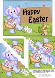 5x7 Lola Elephant Easter Scallop Corner
