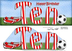 Large Dl Birthday Ten Football 3D Decoupage