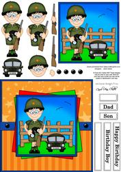 Boyz Army General Gazza 3D Decoupage Card