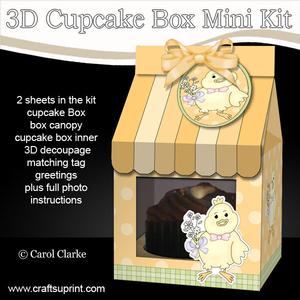 3D Easter Chick Milk Carton Cupcake or Treat Box Mini Kit
