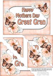 5x7 Flowers & Butterflies Mothers Day Great Gran