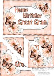 5x7 Flowers & Butterflies Birthday Great Gran