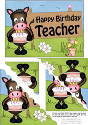 5x7 Gigi Horse Birthday Teacher Scallop Corner