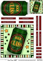 1st Class Fella Beer Can Quick Card & 3D Decoupage