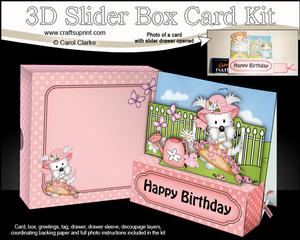 3D Westie Dog's Basket Slider Box Card Kit