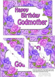 5x7 Time for Roses Birthday Godmother Scallop Corner