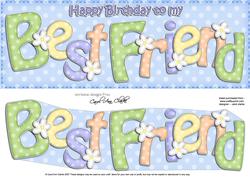 Large Dl Birthday Best Friend Dots & Flowers 3D Decoupage