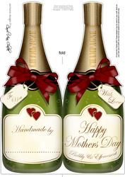 Large Dl Mothers Day Champagne Bottle Shaped Card