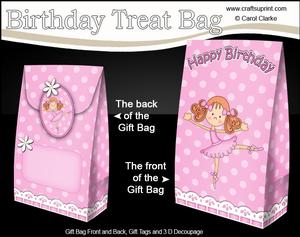 3D Girlz Betzi Ballerina Birthday Gift Bag Mini Kit