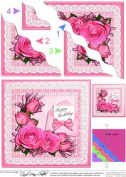 Birthday Roses Lace N Pearls Wavy Corner Side Stacker