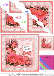 Birthday Roses Lace N Pearls Wavy Corner Side Stacker