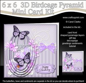 3D Butterflies and Flowers Birdcage Pyramid Card Kit