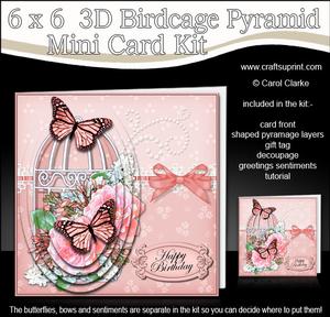 3D Butterflies and Roses Birdcage Pyramid Card Kit