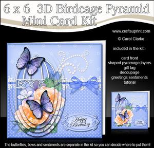 3D Rose Bouquet & Butterflies Birdcage Pyramid Card Kit