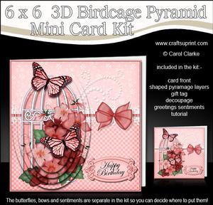 3D Pretty Violas & Butterflies Birdcage Pyramid Card Kit