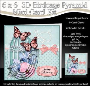 3D Spring Flowers & Butterflies Birdcage Pyramid Card Kit