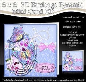 3D Pretty Flowers & Butterflies Birdcage Pyramid Card Kit