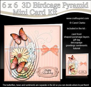 3D Daisies & Butterflies Birdcage Pyramid Card Kit