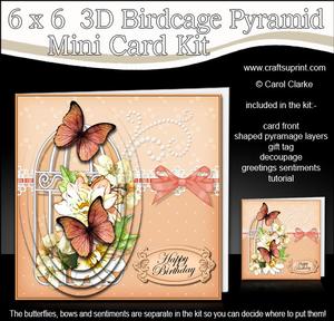 3D Beautiful Flowers & Butterflies Birdcage Pyramid Card Kit