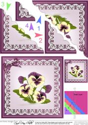 Pansy on Butterfly Lace Scallop Corner Side Stacker