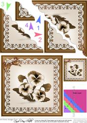 Pansy on Butterfly Lace Scallop Corner Side Stacker