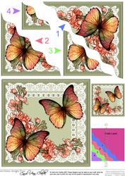 Butterflies and Flowers on Lace Wavy Corner Side Stacker