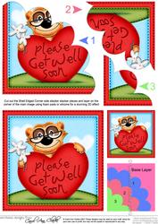Frank Meerkat Get Well Heart Shell Edged Corner Stacker