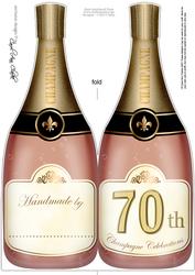 Large Dl 70th Champagne Bottle Shaped Card