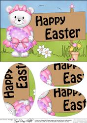 A5 Teddy Tess Easter Oval Pyramage Topper