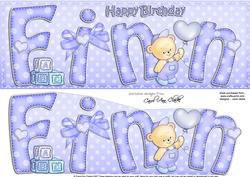 Large Dl Birthday Finn Teddies Quick Card N 3D Decoupage