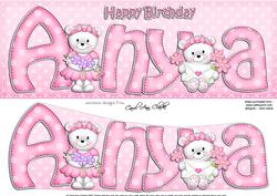 Large Dl Birthday Anya Teddies Quick Card N 3D Decoupage