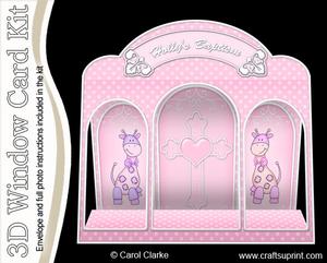 3D Holly's Baptism Window Card Kit with Decoupage N Envelope