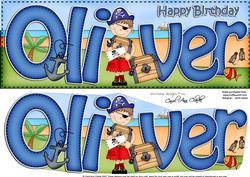 Pirates Birthday Oliver Large Dl Quick Card 3D Decoupage
