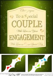 8 x 8 Engagement Champers Label Scalloped Corner