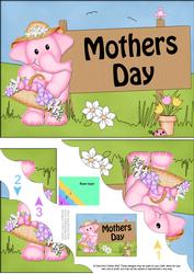 5x7 Lola Elephant Mothers Day Scallop Corner