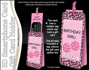 3D Smartphone Shaped Birthday Girl Card & Gift Card
