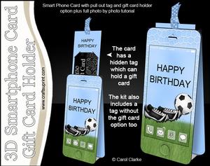 3D Smartphone Shaped Birthday Football Card & Gift Card