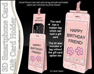 3D Smartphone Shaped Birthday Friend Card & Gift Card Holder