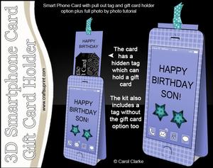 3D Smartphone Shaped Birthday Son Card & Gift Card