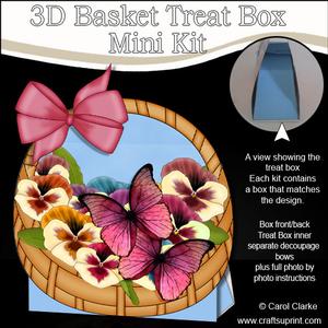 3D Pansies & Butterflies Basket Shaped Treat Box Mini Kit
