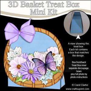 3D Butterfly & Pastel Flowers Basket Shaped Treat Box