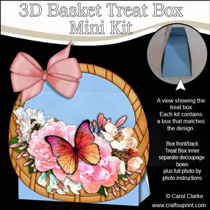 3D Pastel Flowers & Butterfly Basket Shaped Treat Box