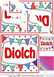 Welsh Thank You Bunting Wavy Corner Stacker