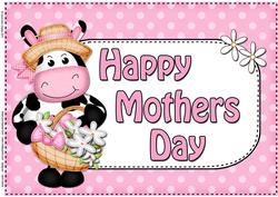 A4 Milly Moo Cow Polka Dots Mothers Day Card Topper